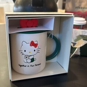 Hello Kitty Starbucks mug with lid. Brand new in box.